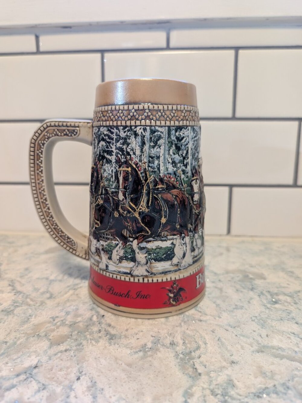 Vintage 1987 'Budweiser Champion Clydesdales' "C" Series Holiday Beer Stein